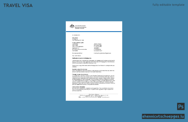 Australisches E-Visum in Word- und PDF-Formaten – Beispielvorschau